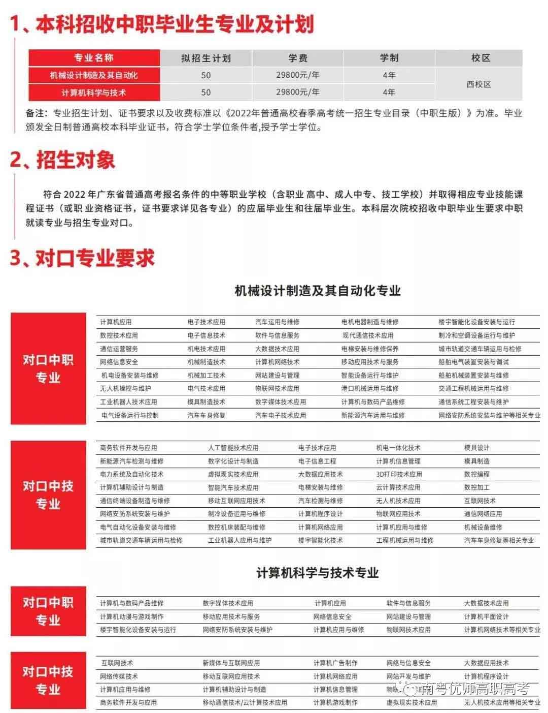 廣東白云學(xué)院2022年3+證書本科批次招生專業(yè)及計(jì)劃出爐(圖1)